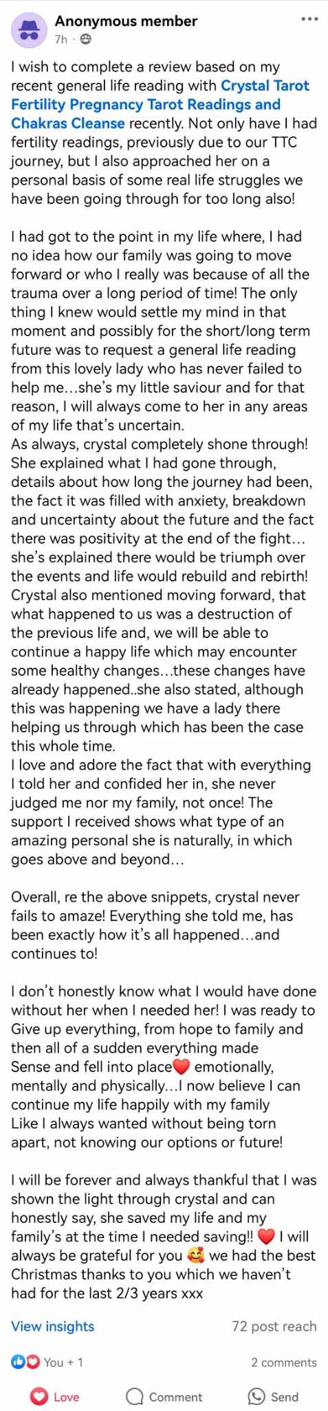 Customer review screenshot